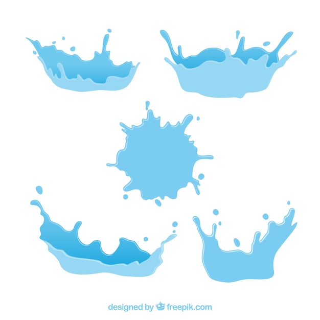 Gratis vector water splash collectie in vlakke stijl