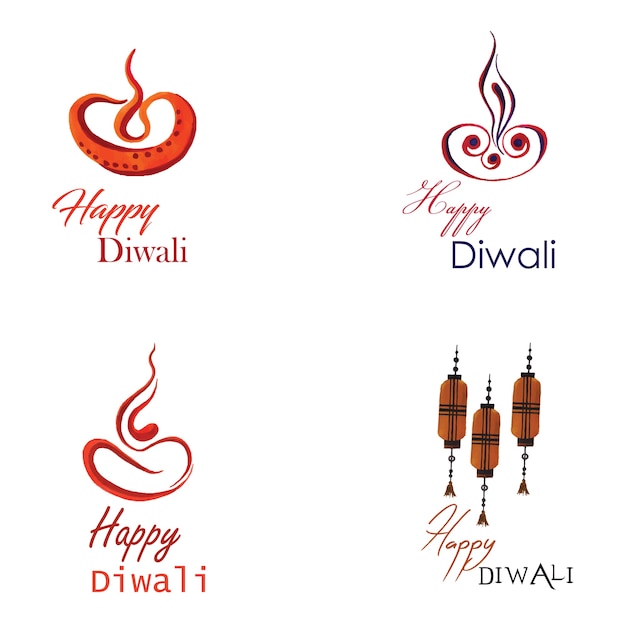 Watercolor Diwali Logo Collection