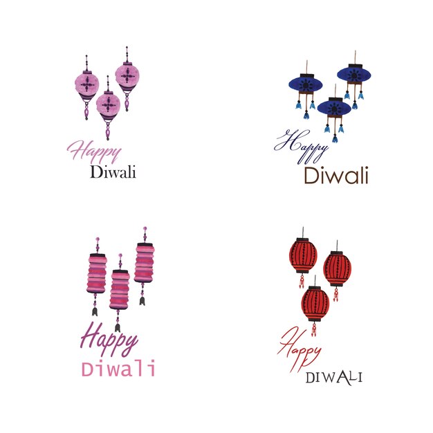 Watercolor Diwali Logo Collection