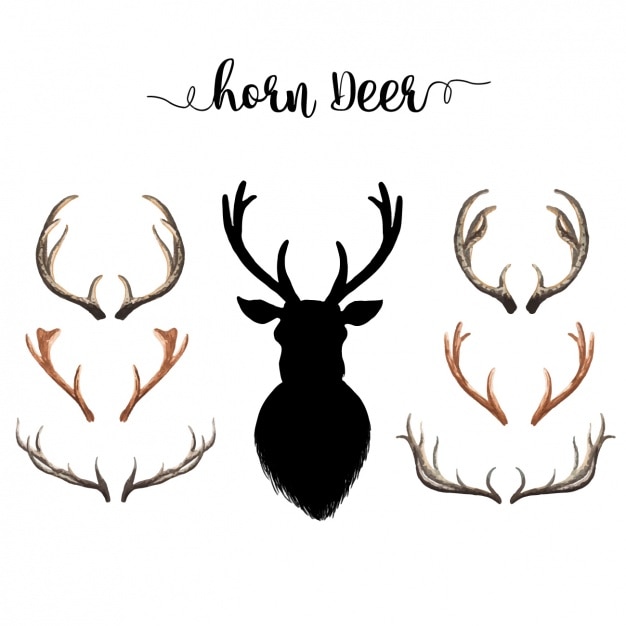 Gratis Vector watercolor herten hoorns collectie
