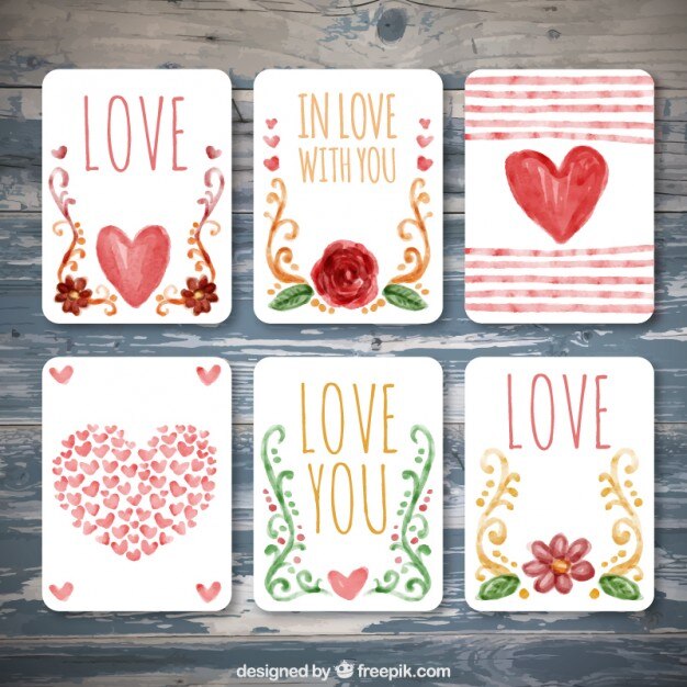 Gratis Vector watercolor liefde kaarten ontwerp