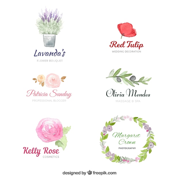 Gratis vector watercolor logo collectie