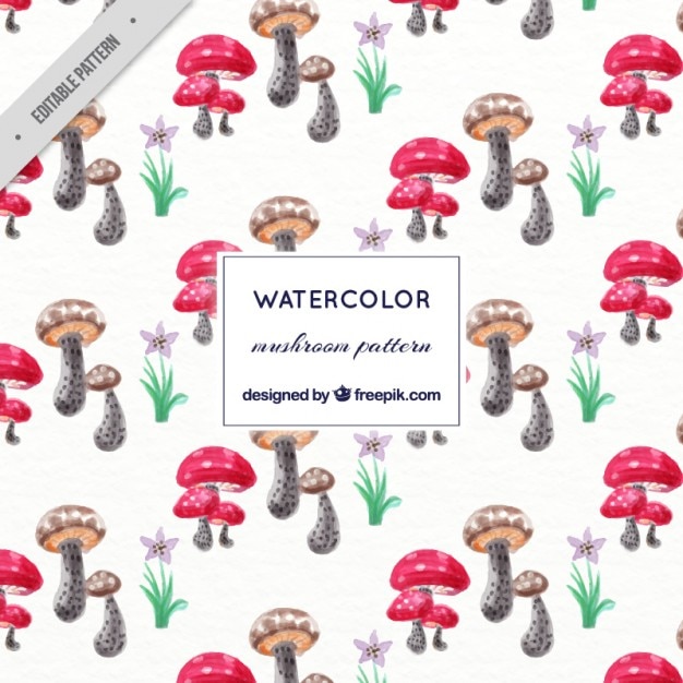 Gratis vector watercolor paddestoelen patroon