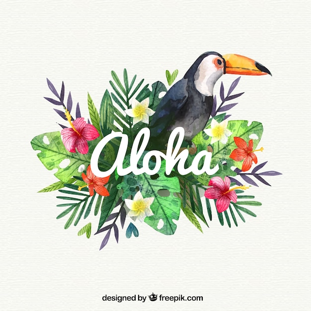 Gratis vector watercolor pelikaan aloha achtergrond