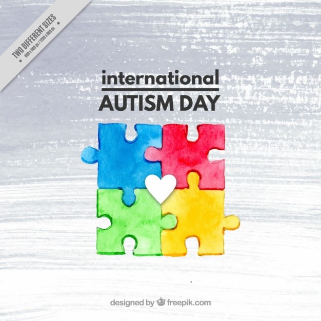 Gratis Vector watercolor stukjes van de puzzel autisme dag achtergrond
