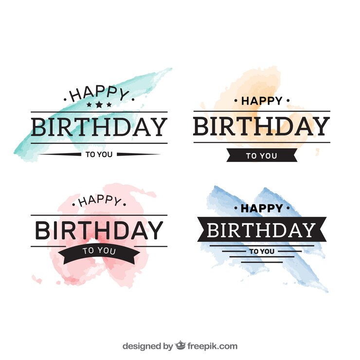 Gratis Vector watercolor verjaardag badges te pakken