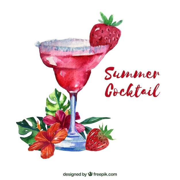 Watercolor zomer cocktail achtergrond