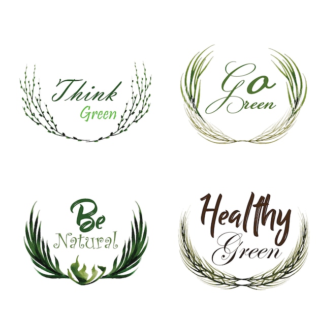 Watercolour Green Leaves Logo Collection