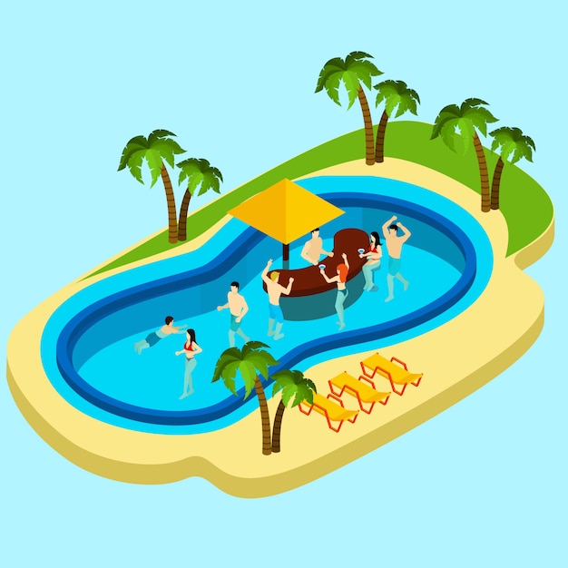 Gratis vector waterpark en vrienden illustratie