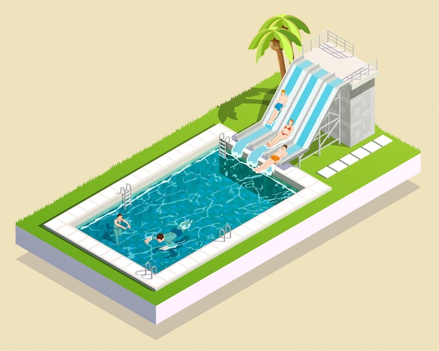 Gratis vector waterpark zwembad samenstelling