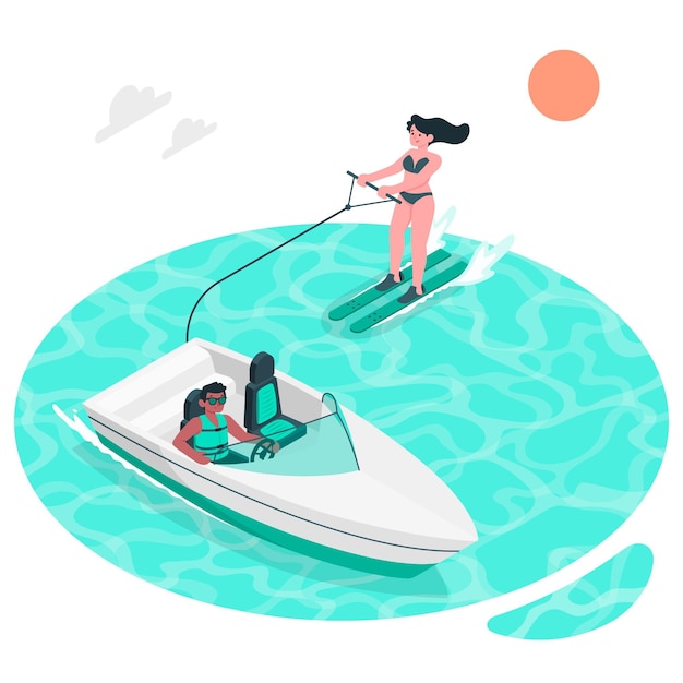 Gratis vector waterski concept illustratie