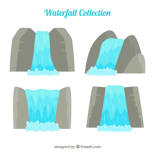 Gratis vector watervallen collectie in cartoon stijl