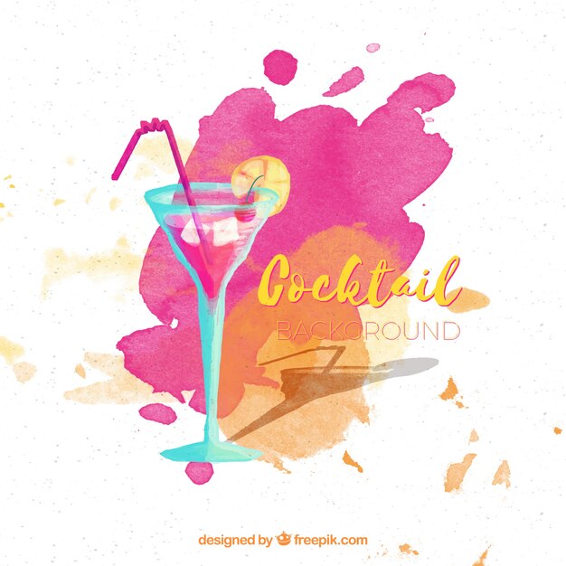 Gratis vector waterverf achtergrond met cocktail