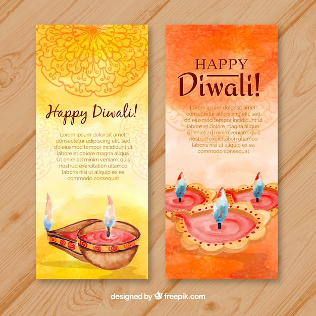 Waterverf banners diwali viering