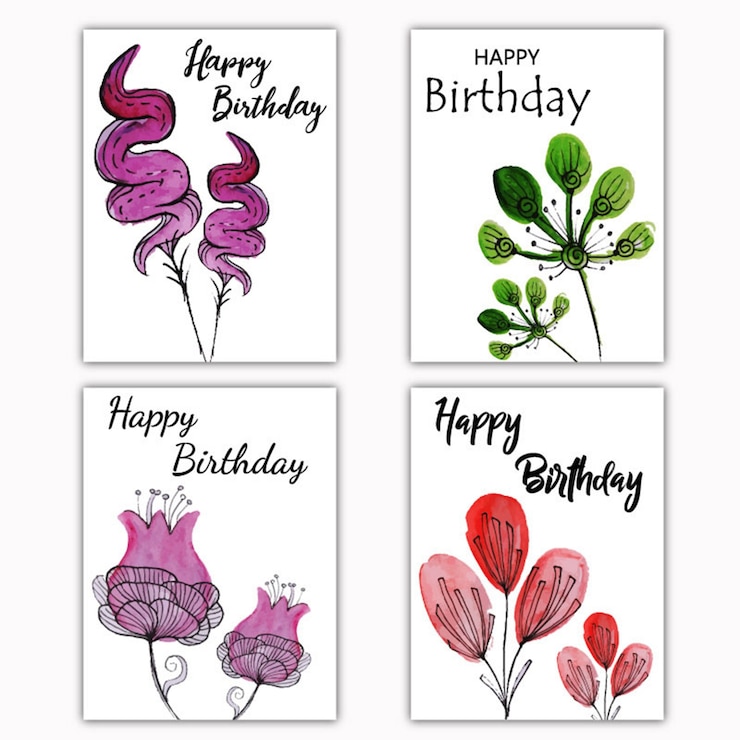 Gratis Vector waterverf bloemen wens kaart