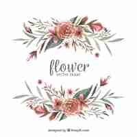 Gratis vector waterverf bloemenframe met artistiek ontwerp