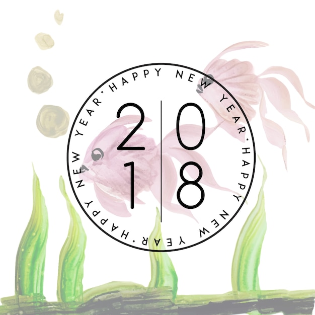 Gratis vector waterverf bloemennieuwjaar 2018