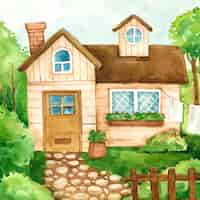 Gratis vector waterverf cottage core illustratie