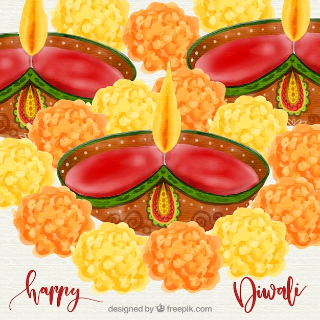 Gratis vector waterverf diwali design