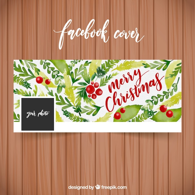 Waterverf facebook cover met kerstbloemen