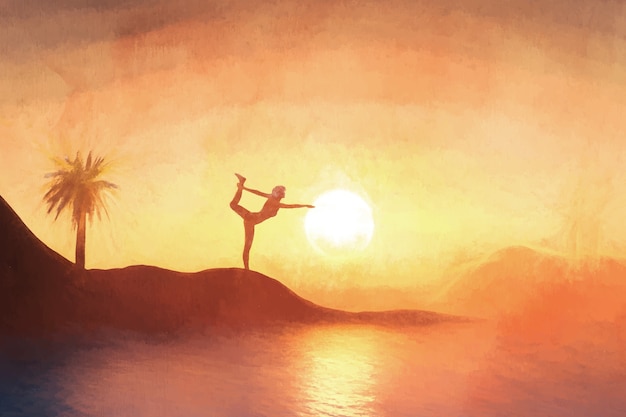 Waterverf het internationale yoga dag achtergrond
