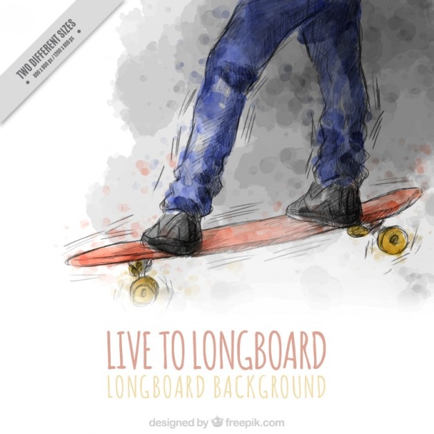 Gratis vector waterverf het skateboard achtergrond met een citaat