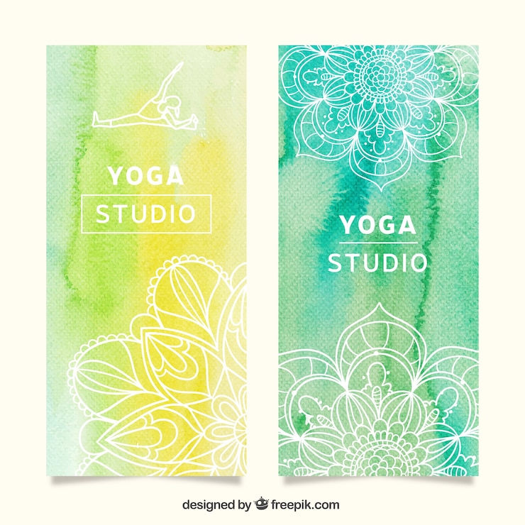Gratis Vector waterverf het yoga banner