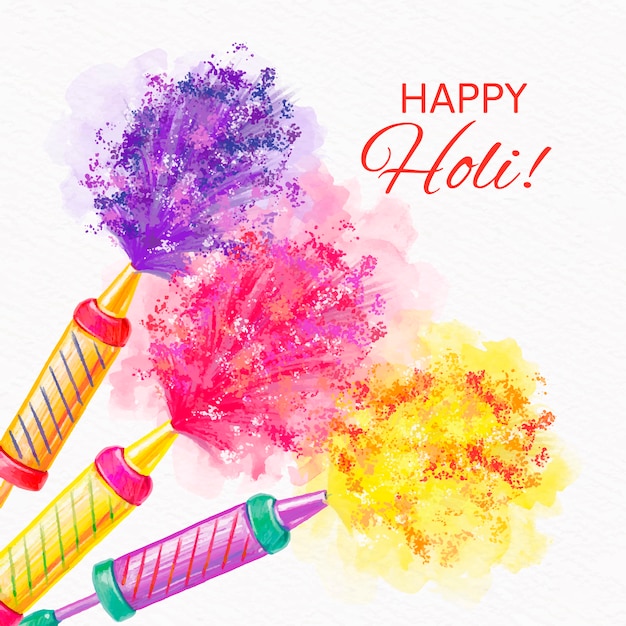 Gratis vector waterverf kleurrijke holi gulal