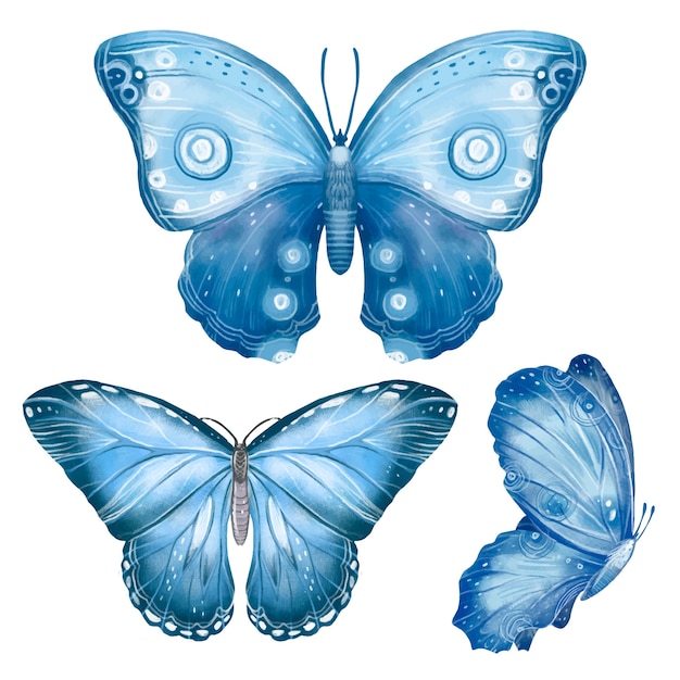 Gratis vector waterverf vlinderscollectie