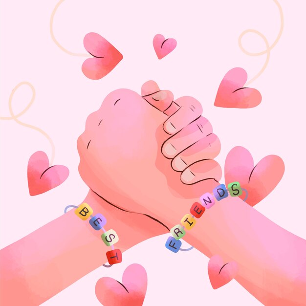Waterverfillustratie voor de viering van liefde en vriendschapsdag
