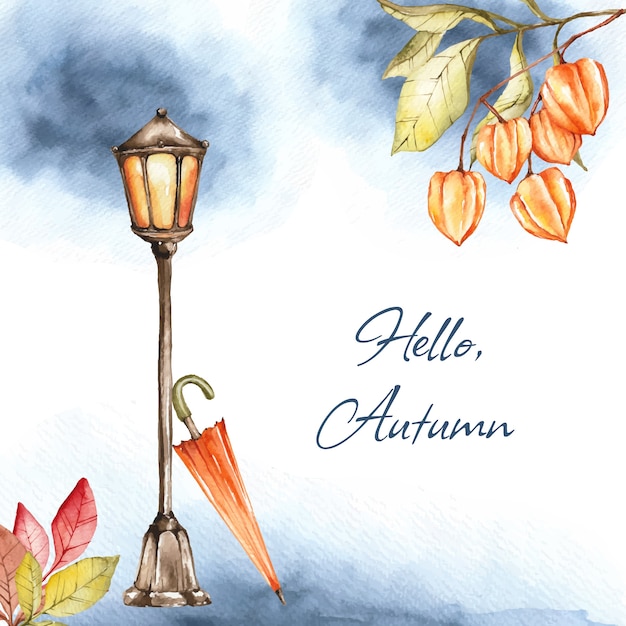 Gratis vector waterverfillustratie voor herfstseizoen