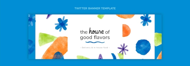 Gratis vector waterverfontwerp van food twitter header