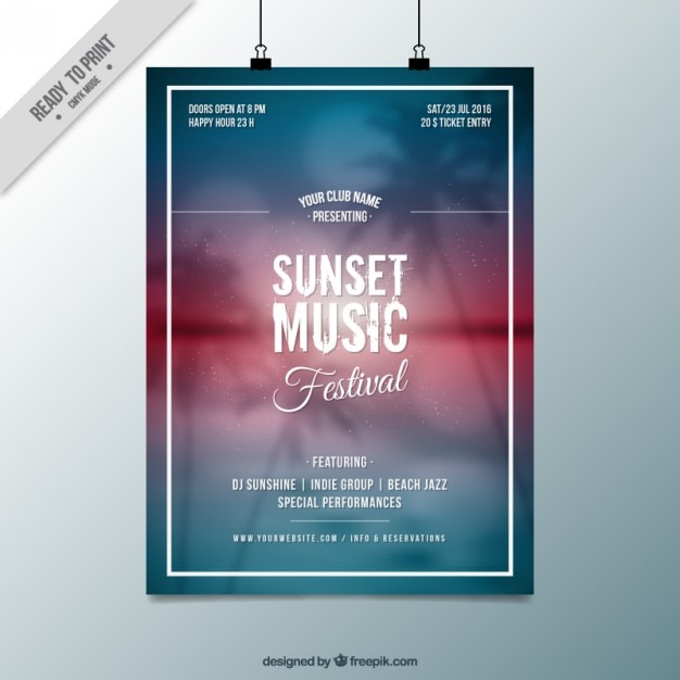 Gratis vector wazig strand landschap party poster