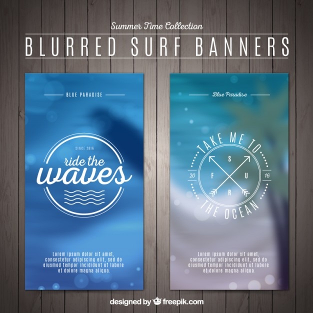 Gratis vector wazig surf geplaatste banners