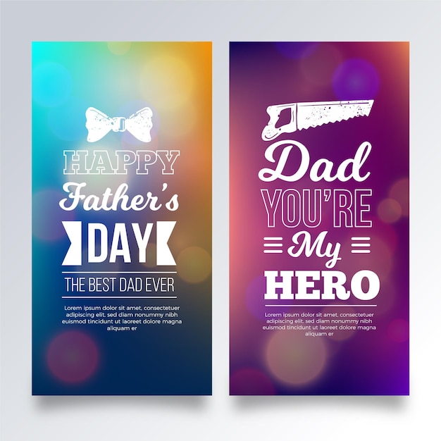 Gratis vector wazig vaders dag banners sjabloon