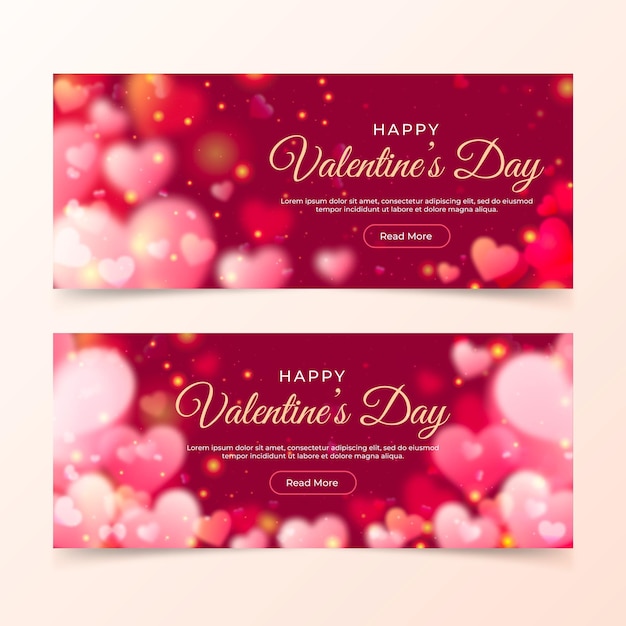 Wazig valentijnsdag banners sjabloon