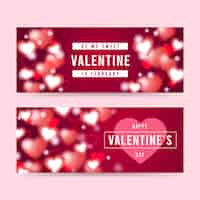 Gratis vector wazig valentijnsdag banners