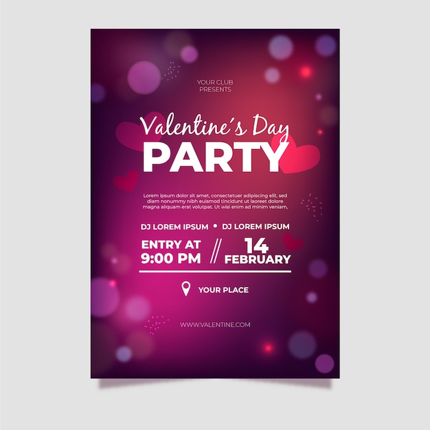 Gratis vector wazig valentijnsdag partij poster sjabloon