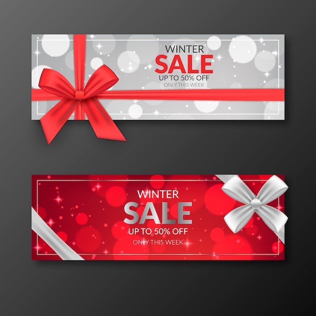 Gratis vector wazig winter verkoop banners sjabloon