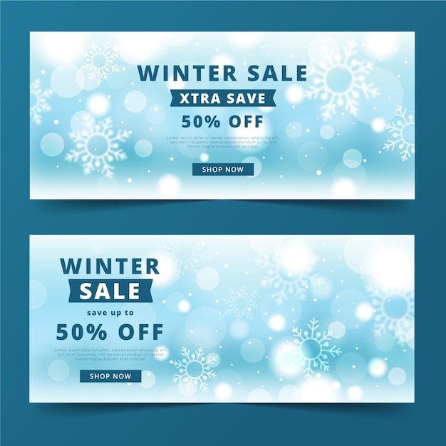 Wazig winter verkoop banners sjabloon