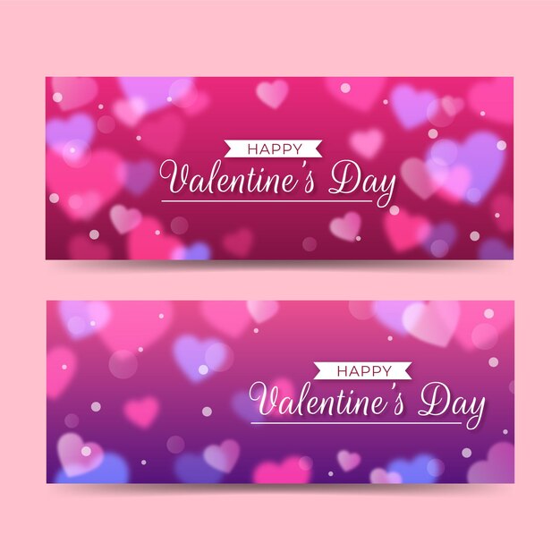 Wazige Valentijnsdag banners set