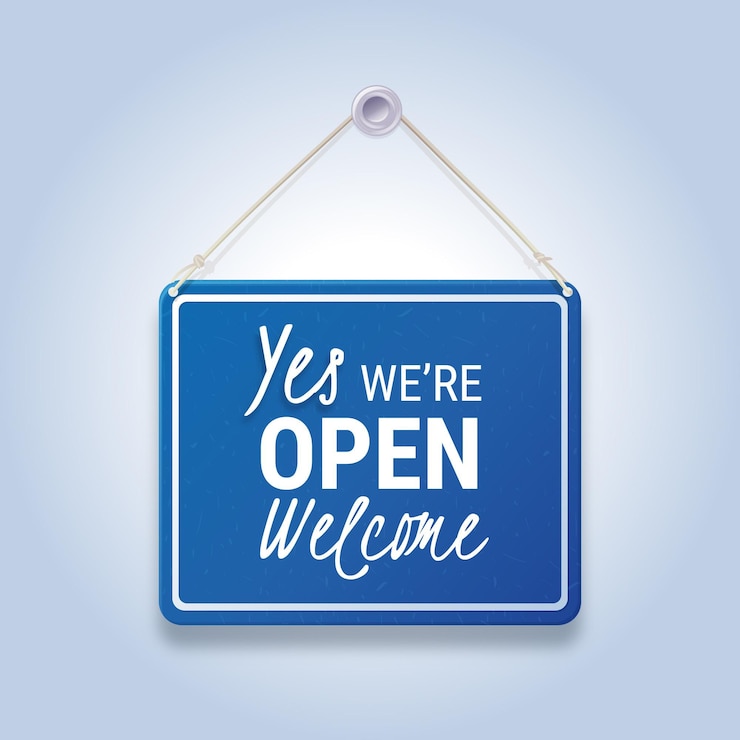 Gratis Vector we zijn open teken