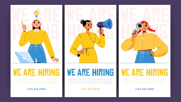 Gratis vector we zoeken posters met vrouwelijke hr-managers