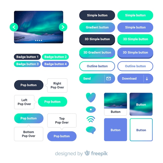 Web-knop verzameling in verloopstijl