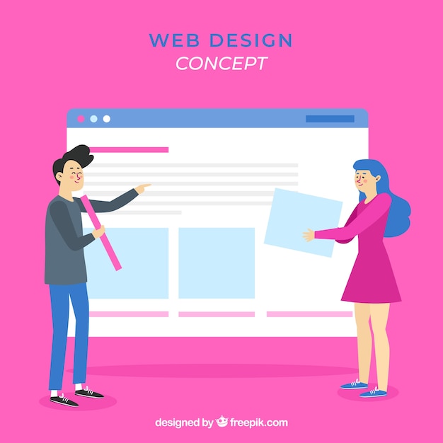 Web ontwerpconcept met platte ontwerp Gratis Vector