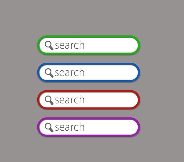 Web SSearch Bars met omvat Vier kleurenversies.