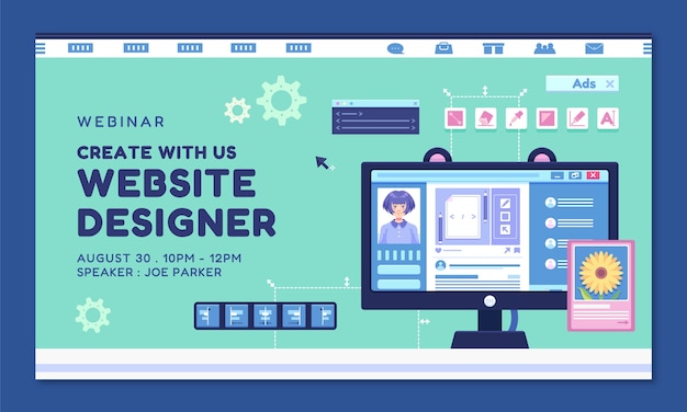 Gratis vector webdesign job webinar sjabloon