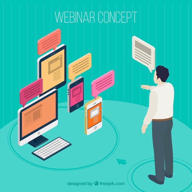 Gratis vector webinar achtergrond in isometische stijl