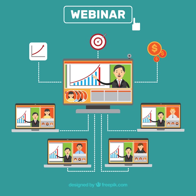 Gratis vector webinar achtergrond in vlakke stijl