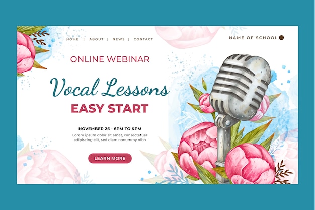 Gratis vector webinar aquarel muziekschool